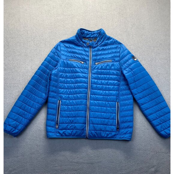 Globe Trotter Mens‎ Duck Down Puffer Jacket Size XL Blue,Full Zipper,Pockets - Picture 1 of 11